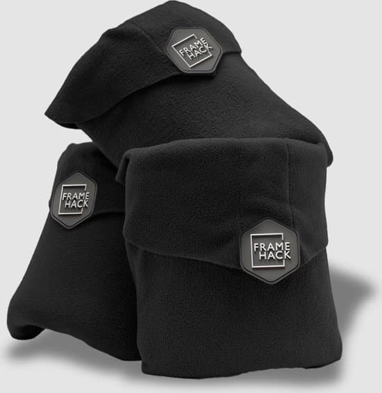 Framehack Foldbar Rejsepude Blød Fleece Nakkestøtte til Fly Bil Tog med 3D Sovemaske og Ørepropper Sort
