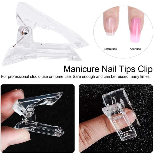 TG Nail Tips Clip UV Led Builder Clamps Manikyr Nail Art Tool, 10st