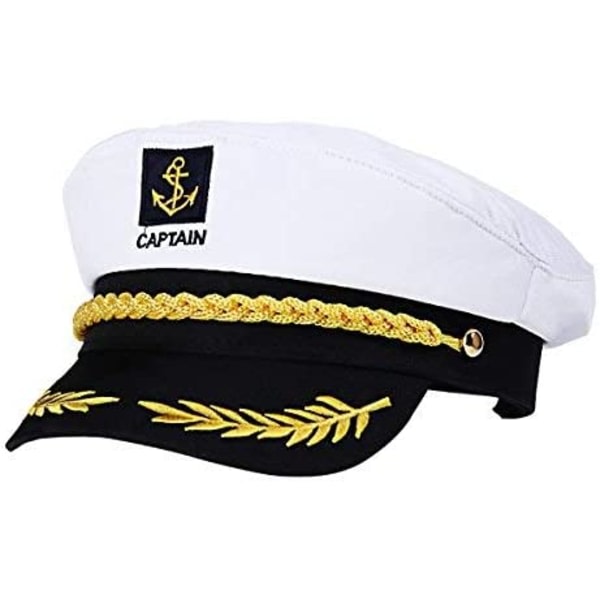 Vuxen Kapten Hat Yachting Båt Sailor Amiral Kostym Vit, One Size