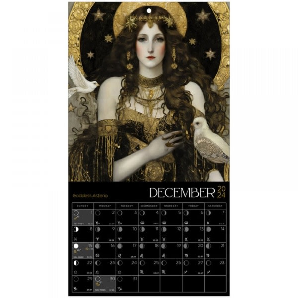 Dark Goddess 2024 Kalenteri, täydellinen gotisk heminredningspresent till dina hedniska vänner och älskare av grekisk mytologi, julklapp 40x20