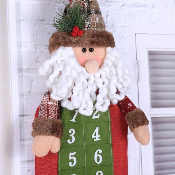 Sæt juledukke adventskalender genanvendeligt stof Julmand
