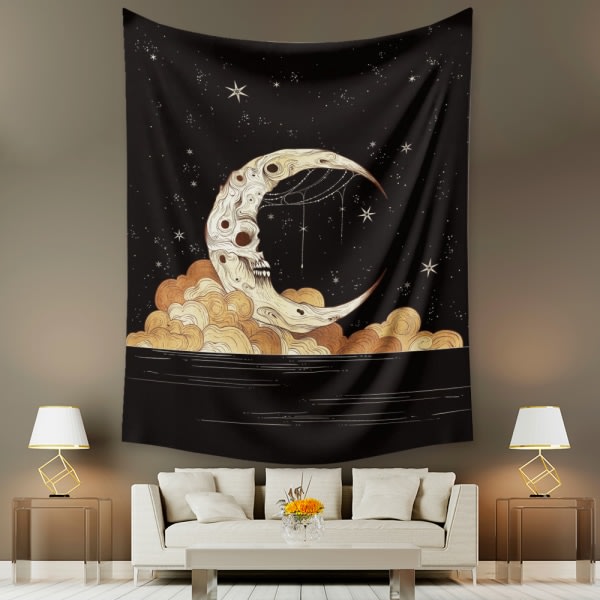 Tarot Moon Gobeläng Väggbonad Guld Stjärnhimmel Gobeläng för Sovrum Måne (GT320003, 51 X 59 tum)