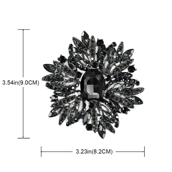 TG Svart Krystall Brosje Personlighet Overdreven