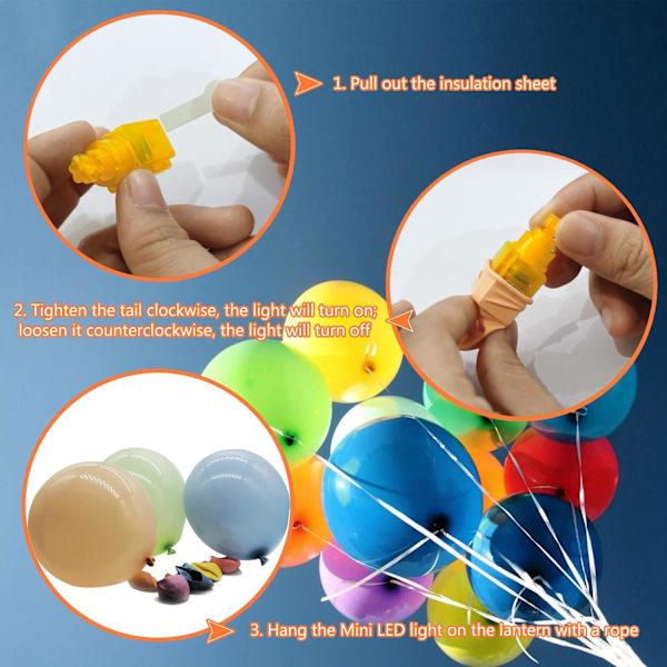 30 Pakk Mini LED Ballonglys, Varmt Hvite Papirlykter for Bryllup & Festdekorasjoner