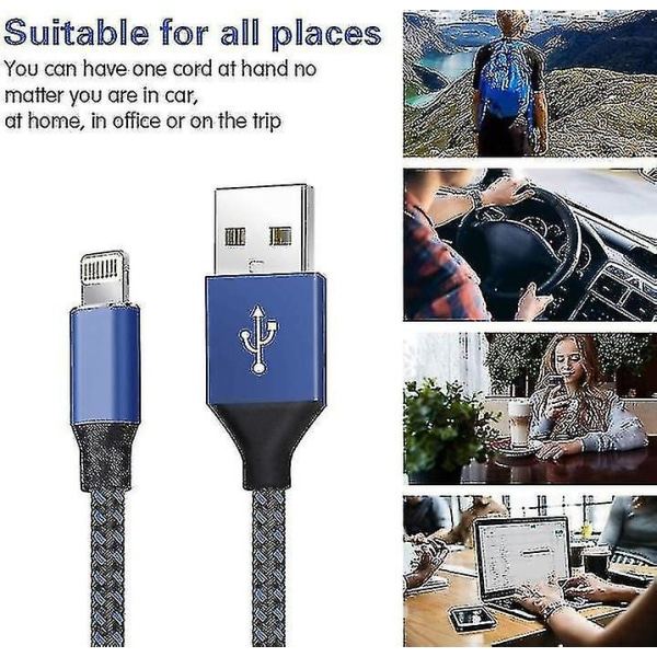 5-pack nylon iPhone-laddare Lightning-kabel Snabbladdning (LG)