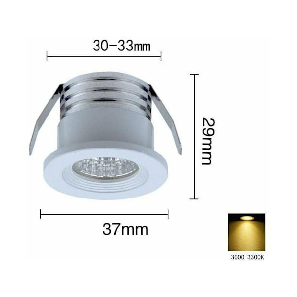 Set med 4 mini infällda LED-spotlights, 3 W, varmvit Vit..DEBUNS