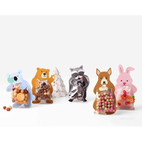 Galaxy 20-pack påskpåsar Självhäftande godispåsar Gör-det-själv dekorativa påsar (björn) färg 5