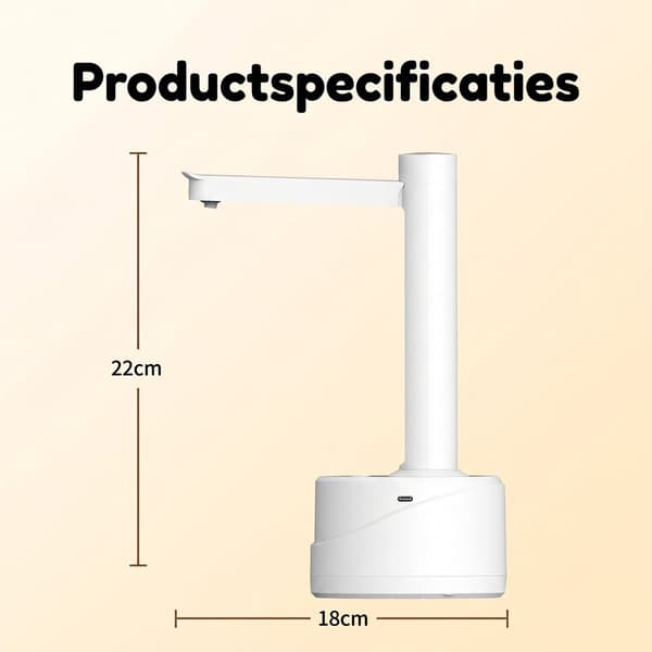 Elektrisk vattendispenserpump med 4 volymlägen, USB-C uppladdningsbar 800mAh, BPA-fri, passar 2-5 gallon flaskor, vit
