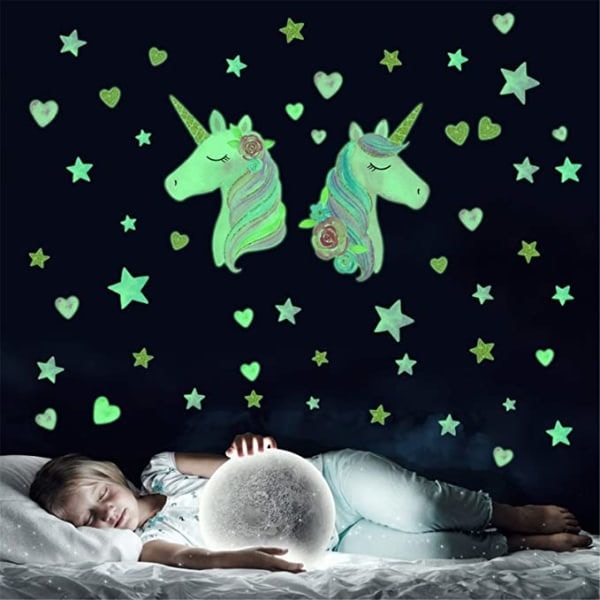 2k hehkuvat tähdet itseliimautuvat seinätarra Unicorn Stickers