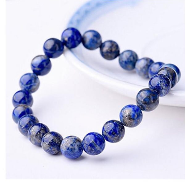 Galaxy Naturligt 8 mm Lapis Lazuli Bead Armband Unisex Stretch Armband Bl?