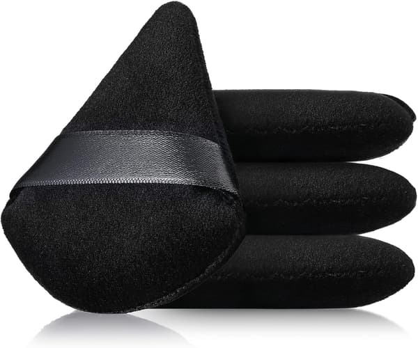 Triangular Makeup Loose Powder Puff Makeup Accessories (Black) 4 Pieces_yux