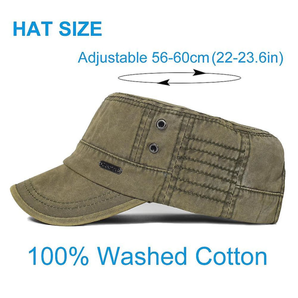 Militærcaps i vasket bomull - Unik design Vintage flat cap