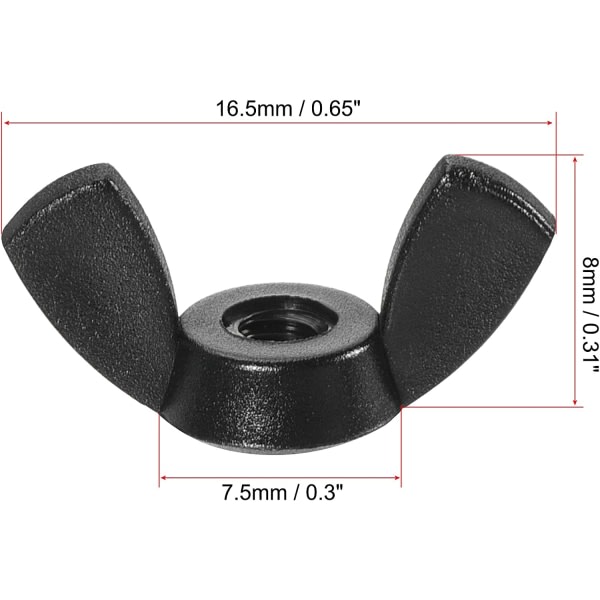 M3 Vingmutter Nylon Finger Twist Festeskruer Svart 25-pakning