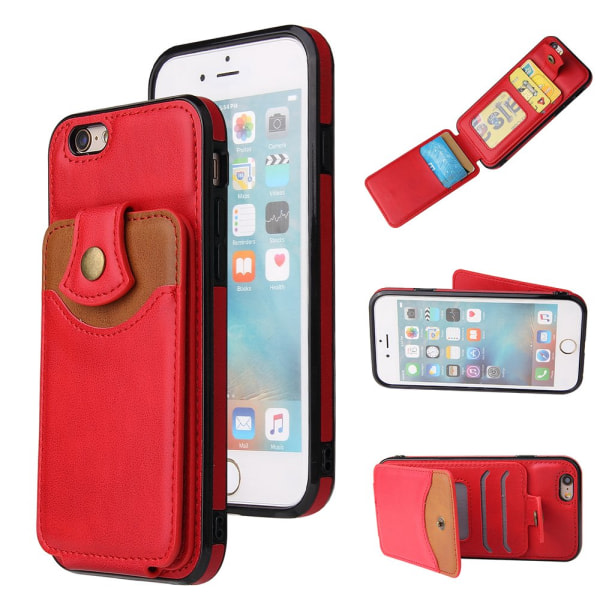 TG iPhone 8 - Gennemtænkt Skal med Korthållare Röd