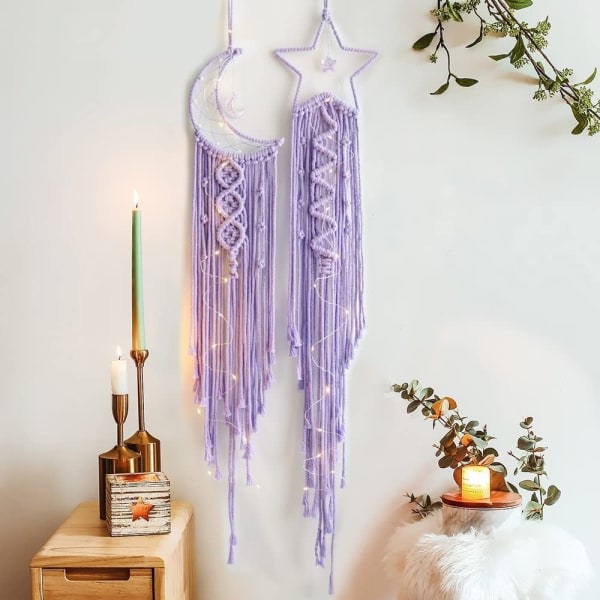 2 stk Drømmfangere Stjerne Måne Drømmfangere Boho Dream Catcher