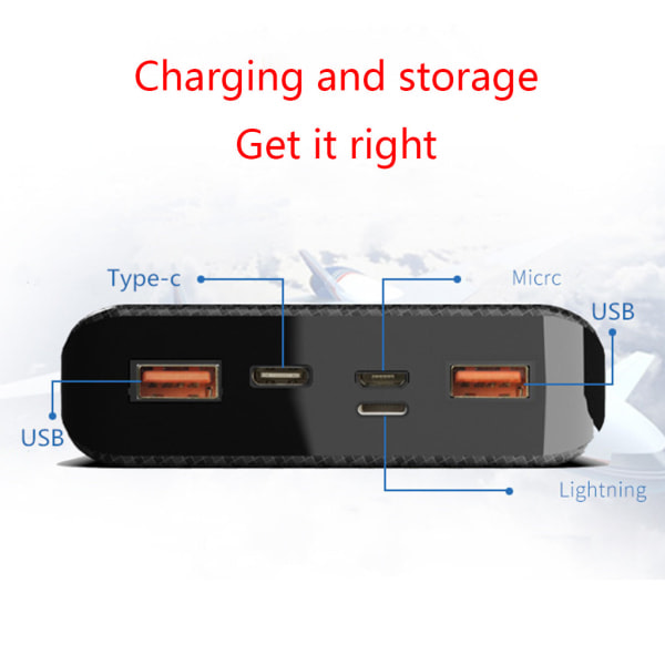 Kaksi USB Type-C 8x18650 akun DIY Power Bank -laatikko Pidike kotelolle Nopea lataus kuorelle matkapuhelimelle Tablet PC A Musta