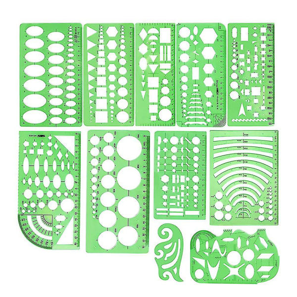 Ympyrämallit Geometrian Mittaamiseen Muovi Linjal Geometrinen Piirustus Maalaus Stencilit Skaala Piirustusvälineet Muoto Schabloneja Sarja Kouluun ja Kotiin