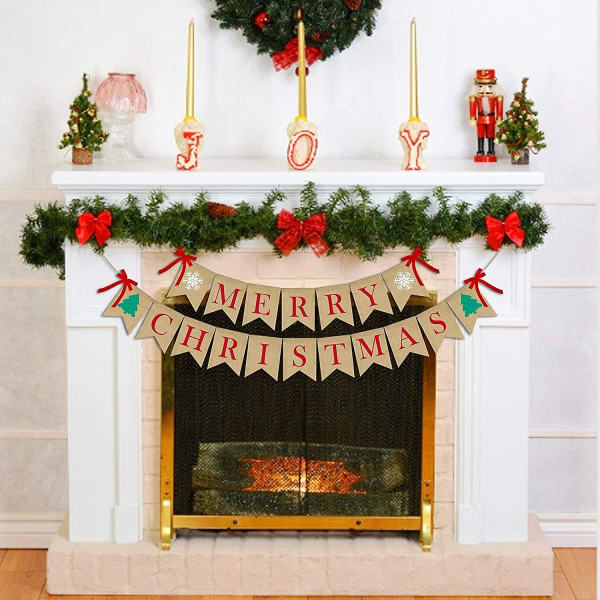 Merry Christmas Banner Sæk, Julepejs Banner Julevægsbannere, Juletræ