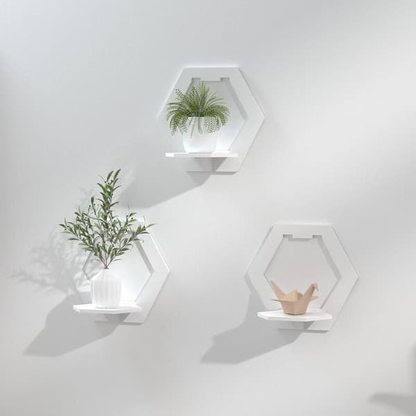 Stuehylle - hvit hylle - 27×29×16cm, sett med 3