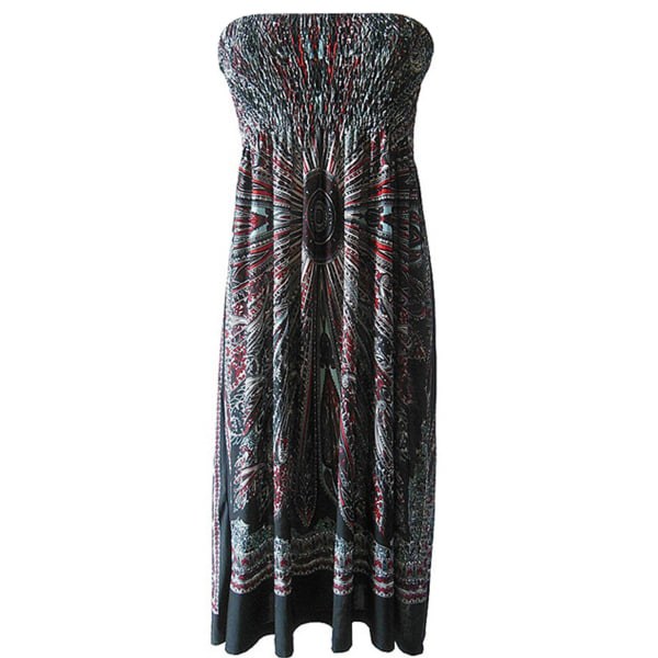 Dame Strand Cover Up og Kaftans Wraps Damer Sommer Ærmeløs Strapless Strand Sundress Etnisk Bohemian
