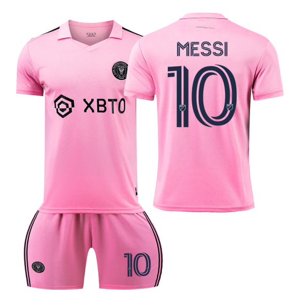 2324 Miami 10 Messi Major League Fotballtrøye Hjem Rosa Sett Uten Sokker XL