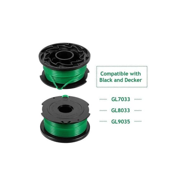 Pakke med 6 spoler med tråd for Black and Decker GL7033, GL8033, GL9035 gresstrimmer, 6 m, DEBUNS