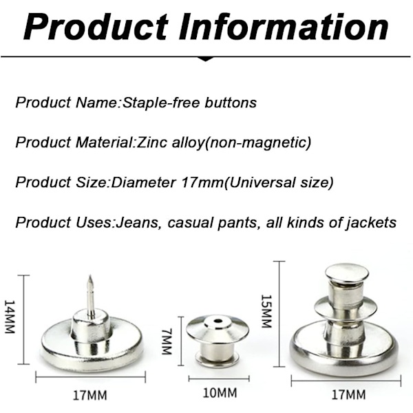 12 stk. 17 mm Justerbare udskiftningsknapper til denim og håndværk #8