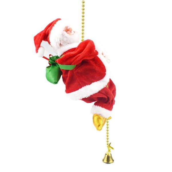 Sångande jultomte med pärlor som klättrar, elektrisk docka, klätterrep, julklapp, julklappar, juldekorationer B