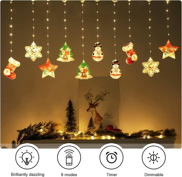 3m x 0.65m Julgardiner med Ljus, USB LED-Ljusslingor för Inredningsdekoration 3 m/3d 3 m/3d