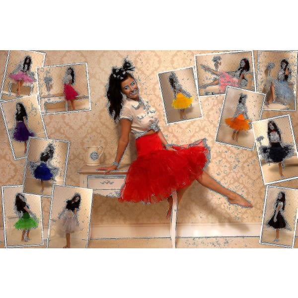 26\" Retro Underkjol/50-tals Swing Vintage Underkjol/Rockabilly Tutu/Fint Nätkjol Wyelv Rose L till XXL 16 till 22
