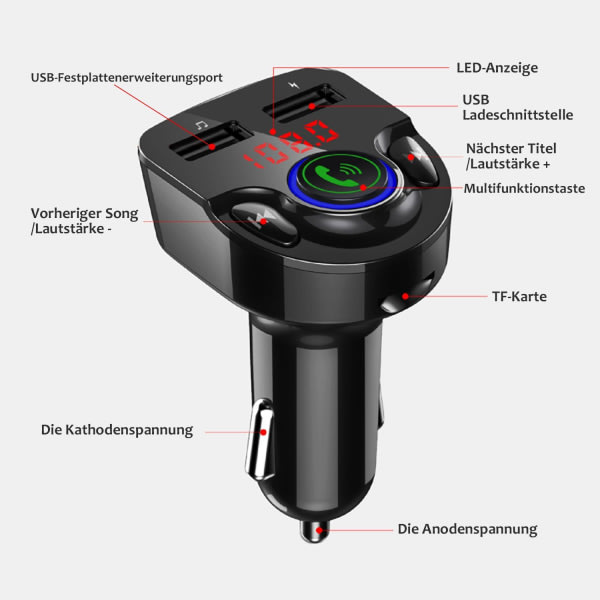 Auton Bluetooth 5.0 USB-C-sovitin, Auton MP3-soitin USB-laturi