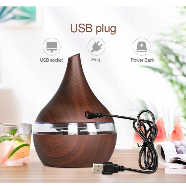 Changing Home USB Oppladbar 300ml Luftfukter 7-farget Brun