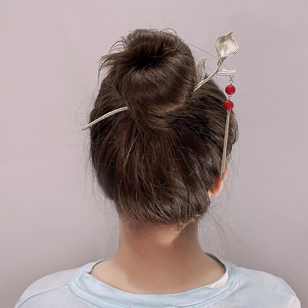 Tulip Red Pearl Tofs Hair Stick Honor Alloy He
