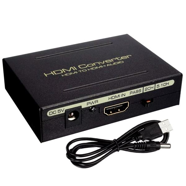 TG Ljuddelare, HDMI till HDMI + SPDIF + RCA - USB Svart