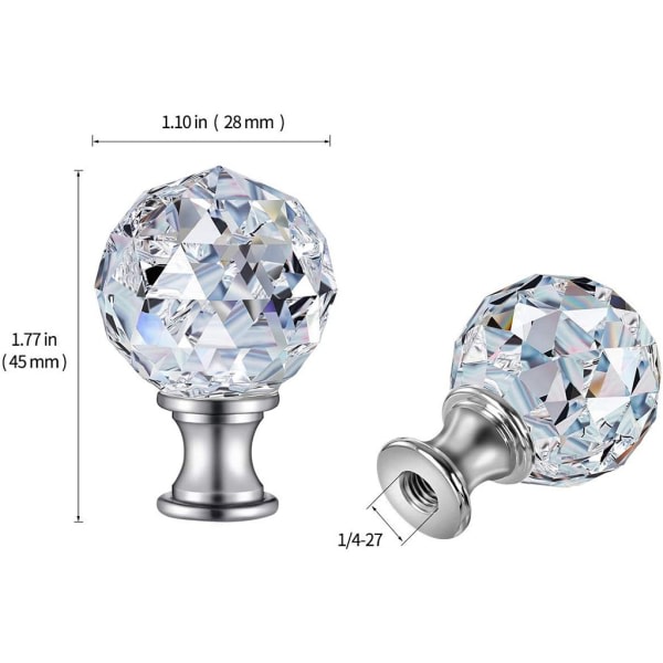 2 st klara kristallglaslampskärmstoppar med diamantform