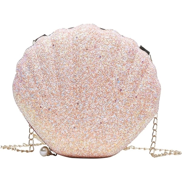 Galaxy Paljetti Axelväska Mini Pearl Shell Handväska Kväll Clutch Handväska Ketju (vaaleanpunainen) Vaaleanpunainen