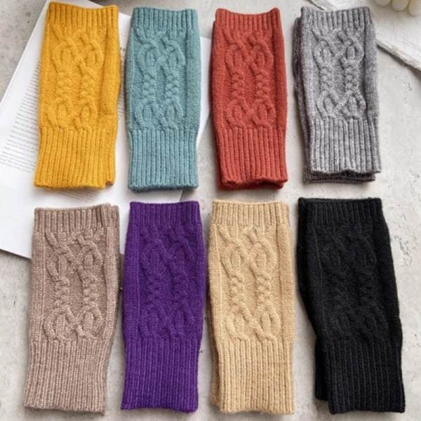 Vinter Fingerlösa Vantar Varma Mjuka Ull Stickade Vantar Eleganta Handled Arm Hand Halvfinger Elastiska Korta Vantar Guantes