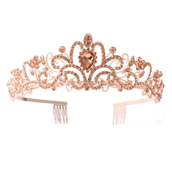 Krystal Rhinestone Krone Hårpynt Krone Tiara GULD Guld Gold