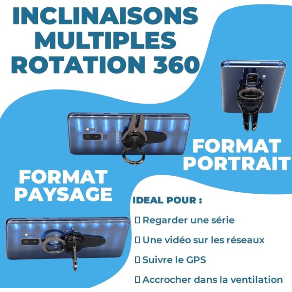 2-i-1 - Universal telefonögla och hållare i metall kompatibel med alla