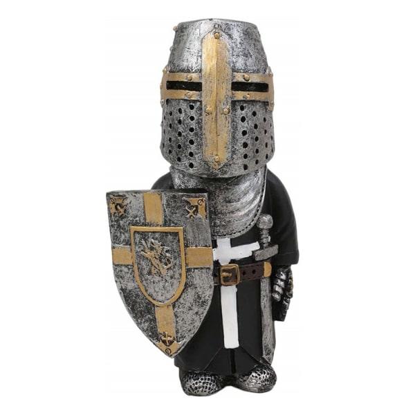 Miniatyr riddare statyer prydnadsföremål, Templar statyett för trädgård gräsmatta trädgårdsdekorationer