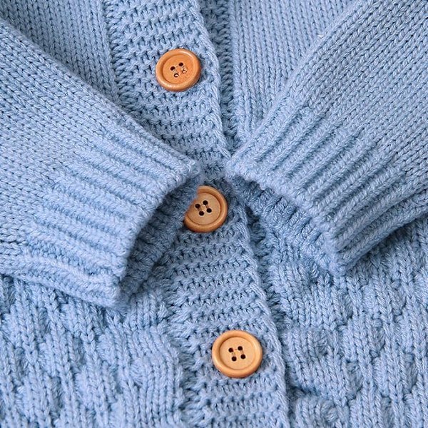 Nyfødt Baby Ørehætte Strikket Romper Jumpsuit Varmer Snedragt til Drenge Piger Lyseblå 73cm 73 cm 73 cm Light Blue