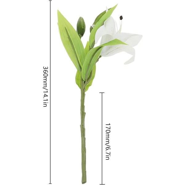 Galaxy 6 kpl. Valkoiset keinotekoiset liljakimput 3 nupulla 36 cm Liljat hääkimppuihin Koti sisustus
