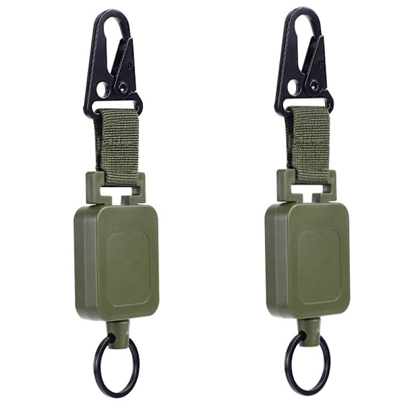 Infällbar yo-yo nyckelring med karbinhake 2-pack Mörkgrön