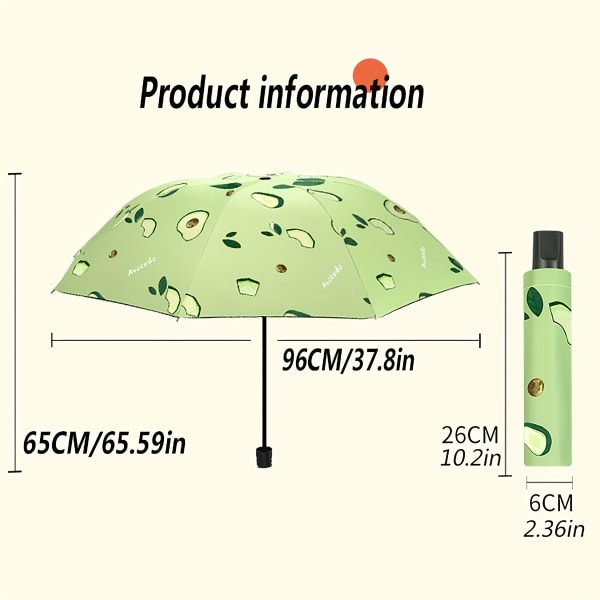 1 st manuellt fruktparaply, sødt flickparaply, UV-beskyttelse, solbeskyttelse, casual minimalistisk paraply
