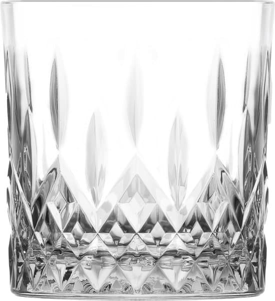 Mammoet Rose dricksglas set om 6, 33 cl kristallslipade glas för vatten, cocktail, whisky, diskmaskinssäkra, klara