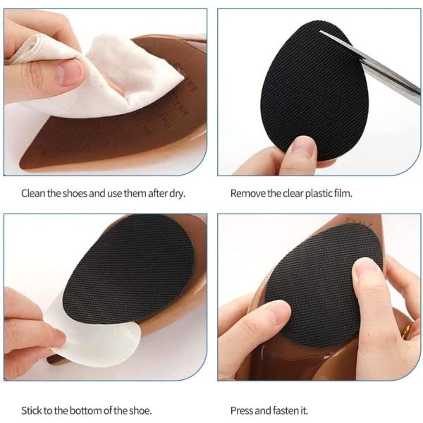 Anti-slip gummisåler, anti-slip sandaler, anti-slip gummi, sålbeskyttelse, anti-slip gummi til sko, beskyttende sål gummi, sort, 10 par