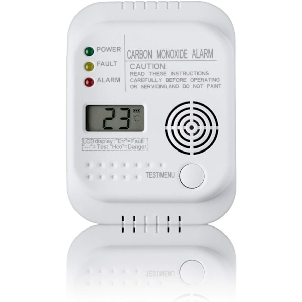 Kolmonoxiddetektor, batteridriven, gasdetektor med display och temperaturindikator