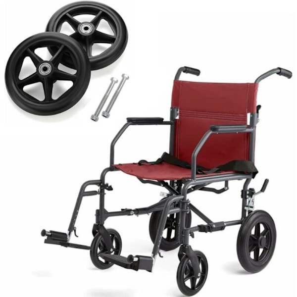 2 kpl 14-15 cm kumisia varaosia pyörätuoliin, rollaattoriin, kävelykeppiin, liukumattomat varaosapyörät, yleiskäyttöiset pyörätuolin pyörät, musta