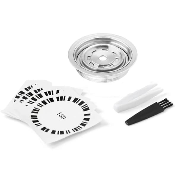 Nespresso Vertuo til Original Kapseladapter, Fødevaregodkendt Rustfrit Stål Kaffepudeomformer til Vertuo Maskiner, Sølv Silver