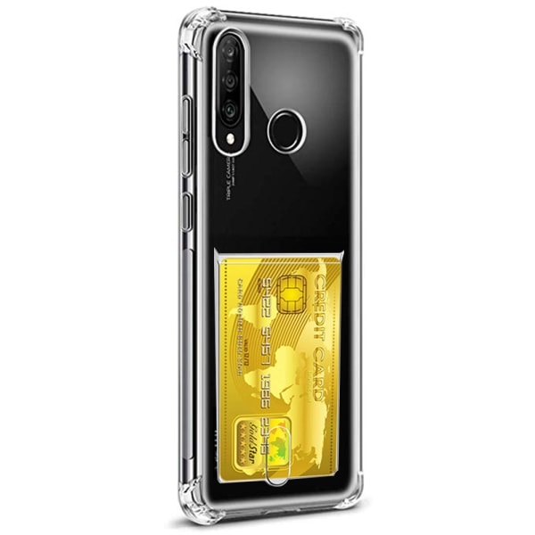 TG Huawei P30 Lite - Kätevä Kotelo Korttitaskulla Läpinäkyvä/Läpinäkyvä Läpinäkyvä/Läpinäkyvä